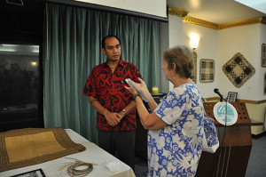 Jaki-ed Auction - Marques Hanalei Marzan, Cultural Resource Specialist, Bishop Museum, Hawaii and RMI Museum Curator Carol Curtis sharing their experience at the Jaki-ed Auction